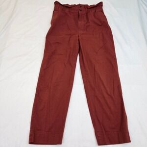 Madewell Paperbag Waist Trousers High Rise Russet Rust Cotton Blend Relaxed Sz 4